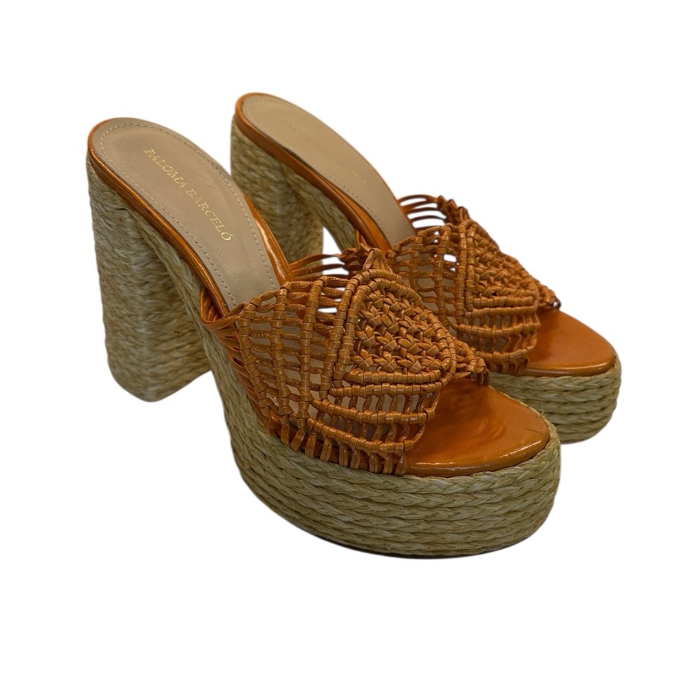 Paloma Barcel Susana Raffia Orange Woven Rope-Platform Mules Eu40/Us9 — image 4 of 8